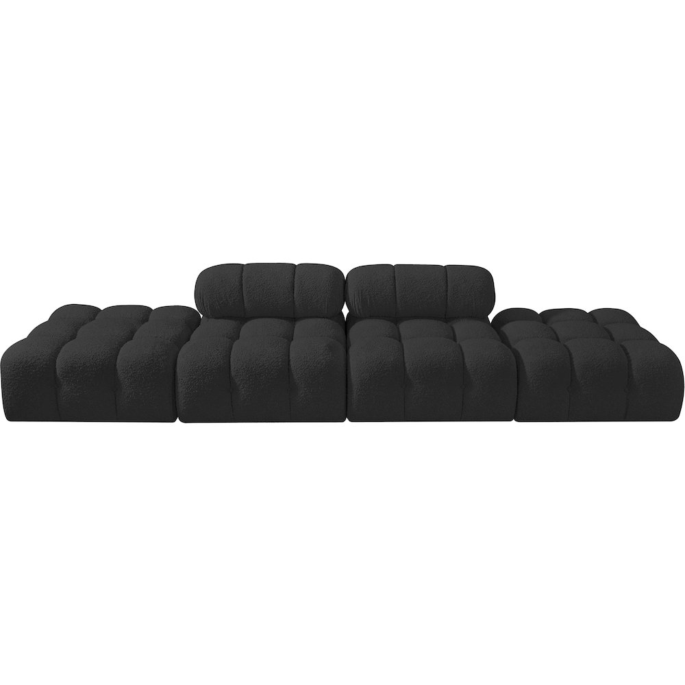 Ames 136" Black Boucle Fabric Upholstered 4pc. Modular Sofa. Picture 2