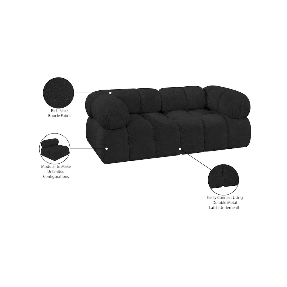 Ames Black Boucle Fabric Modular Sofa. Picture 10