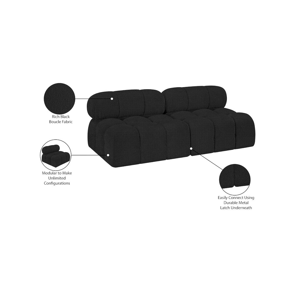 Ames Black Boucle Fabric Modular Sofa. Picture 9