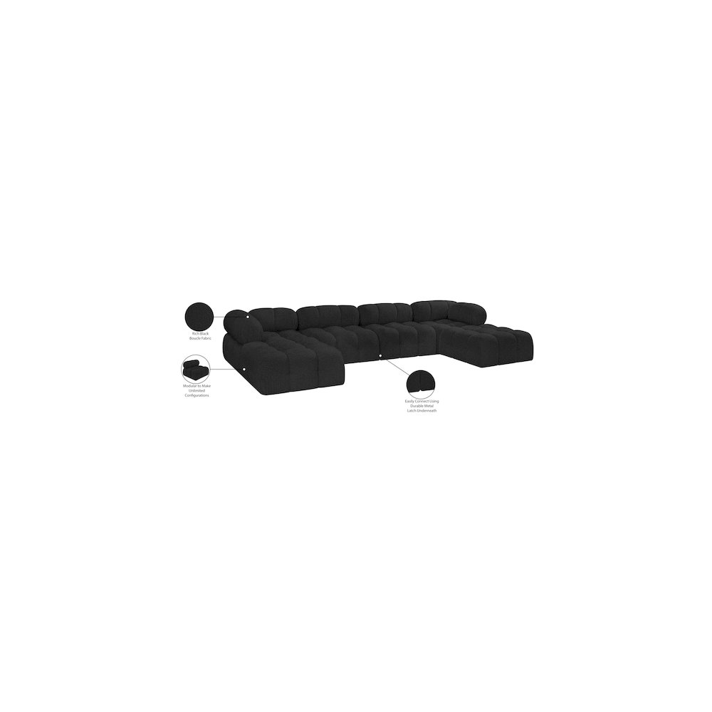 Ames Black Boucle Fabric Modular Sectional. Picture 15