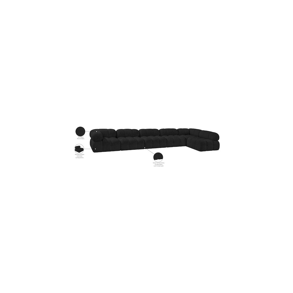 Ames Black Boucle Fabric Modular Sectional. Picture 13