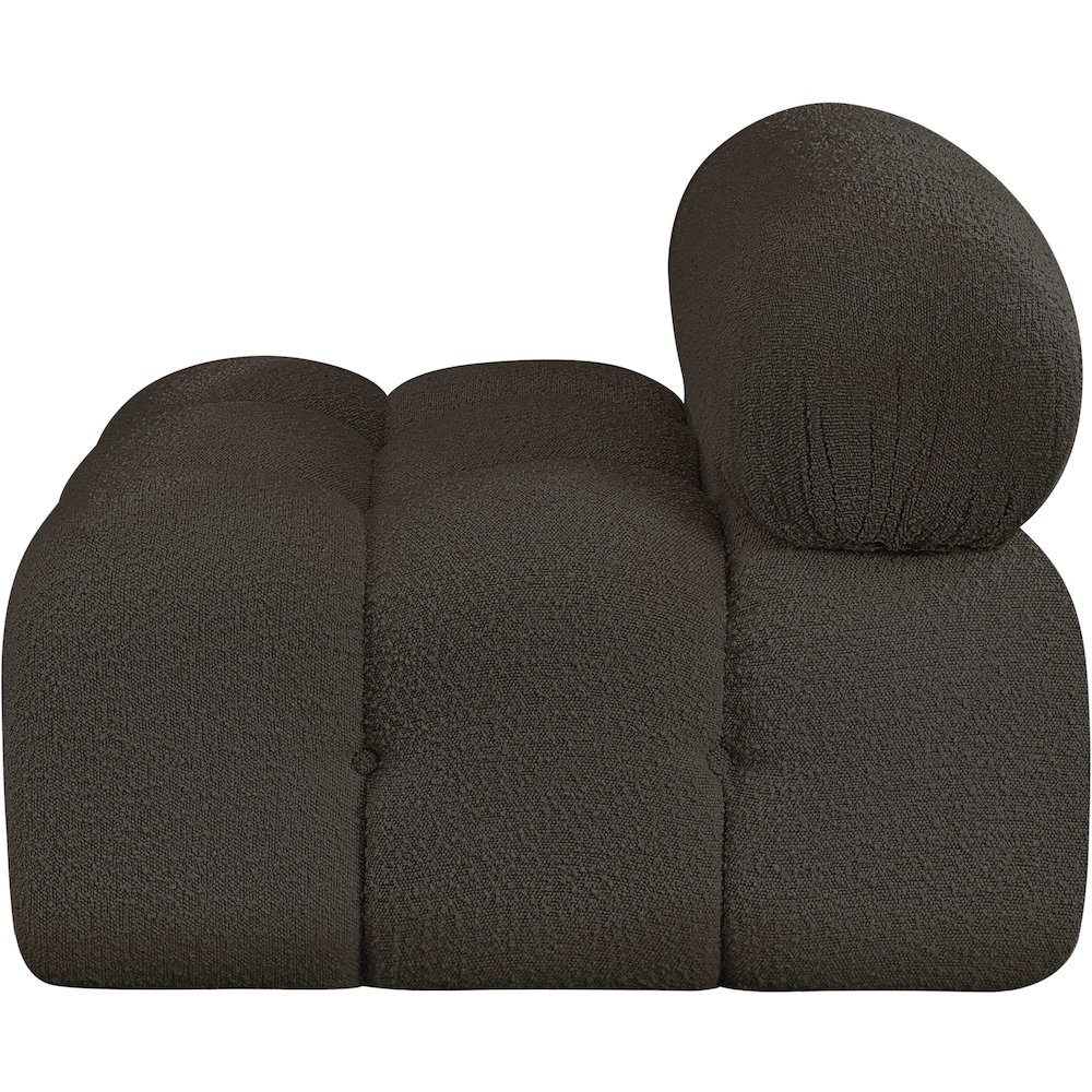 Ames Brown Boucle Fabric Armless. Picture 6