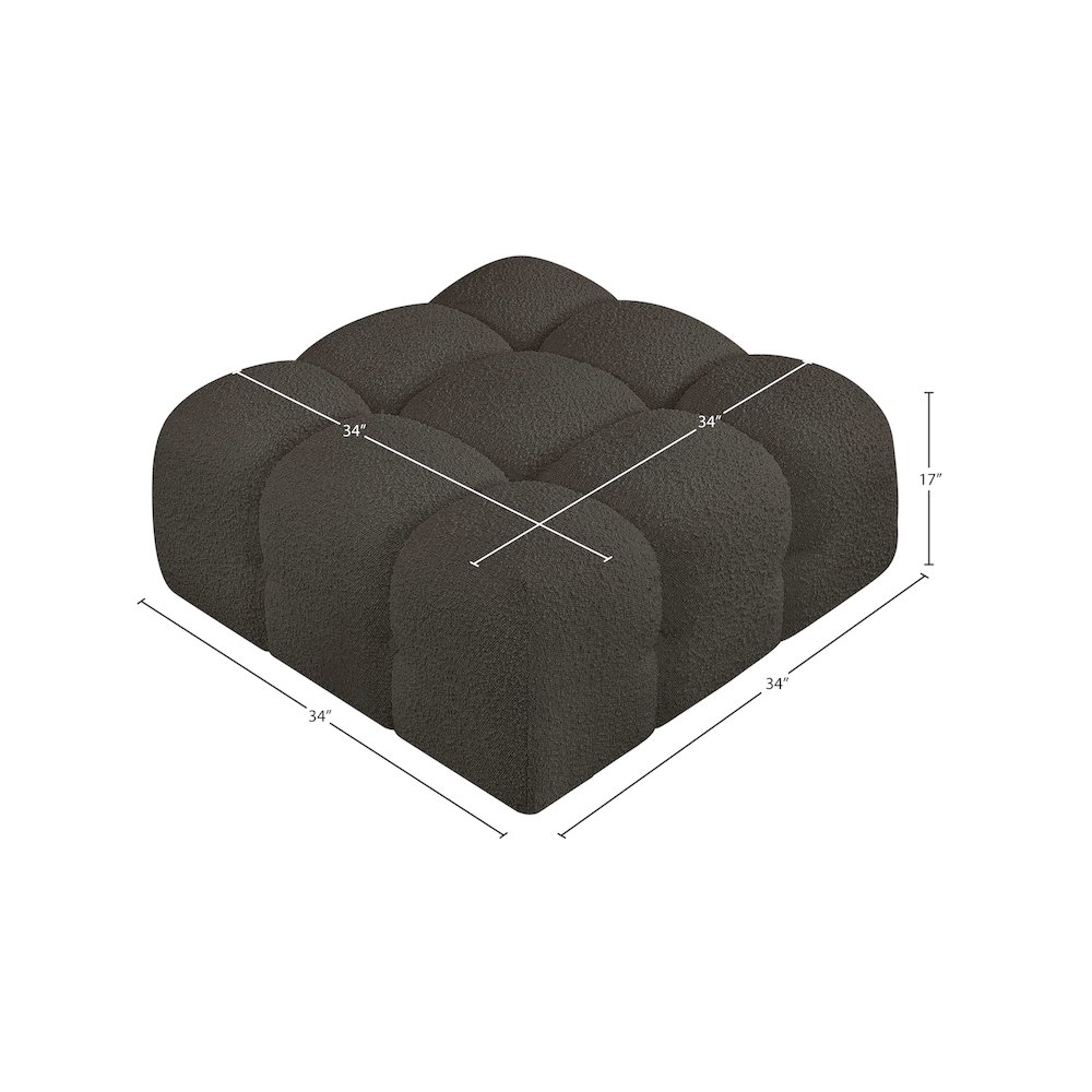 Ames Brown Boucle Fabric Ottoman. Picture 6