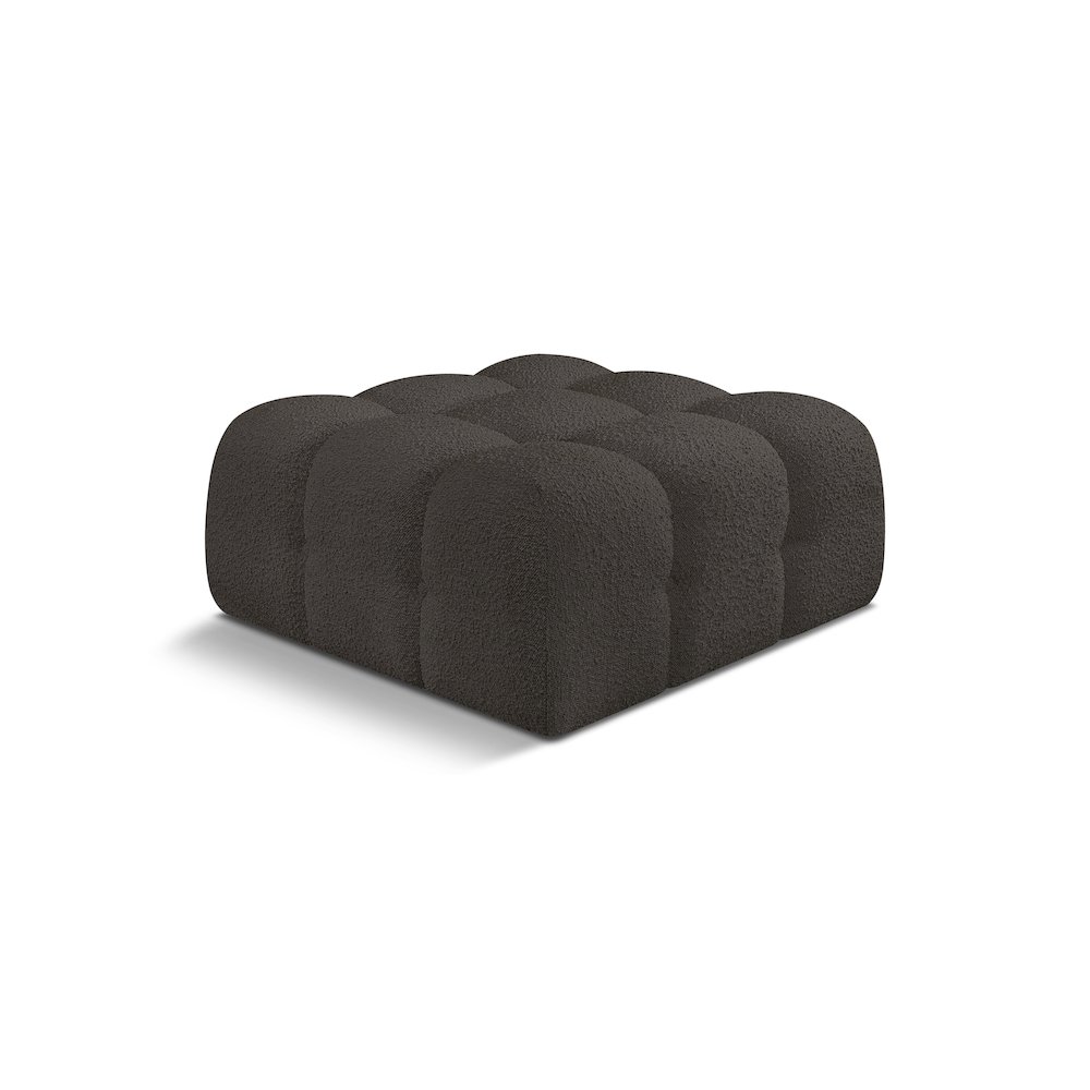Ames Brown Boucle Fabric Ottoman. Picture 1