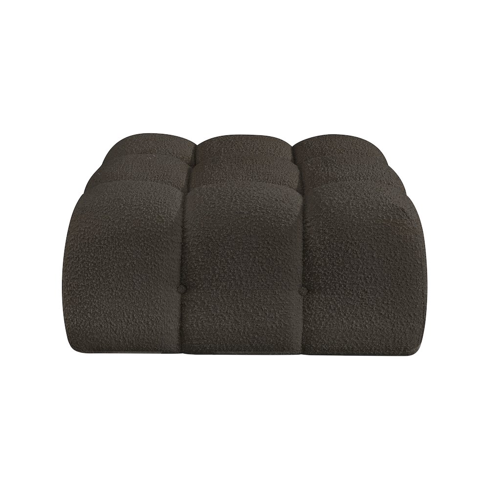 Ames Brown Boucle Fabric Ottoman. Picture 2
