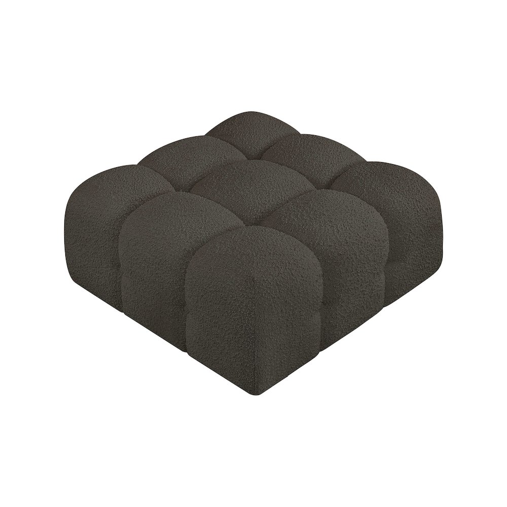 Ames Brown Boucle Fabric Ottoman. Picture 4