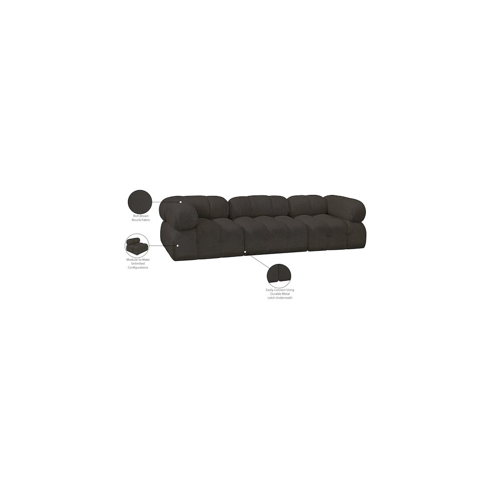 Ames Brown Boucle Fabric Modular Sofa. Picture 11