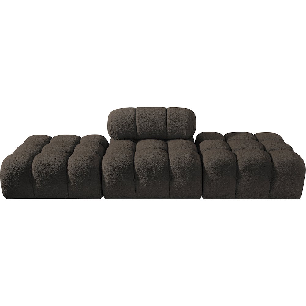 Ames 102" Brown Boucle Fabric Upholstered 3pc. Modular Sofa. Picture 2