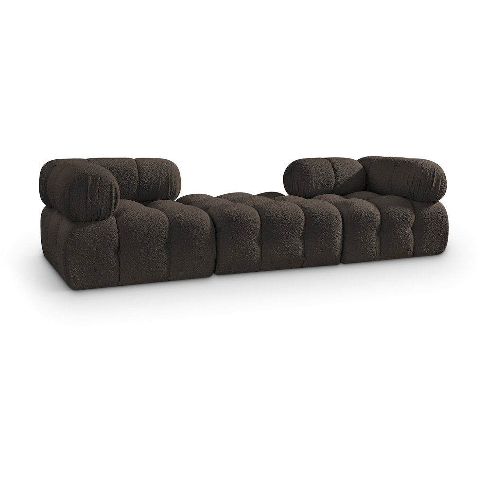Ames 102" Brown Boucle Fabric Upholstered 3pc. Modular Sofa. Picture 1