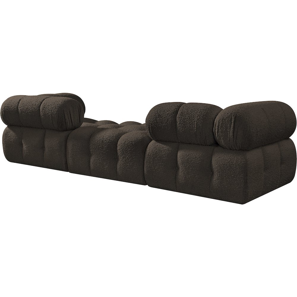 Ames 102" Brown Boucle Fabric Upholstered 3pc. Modular Sofa. Picture 4