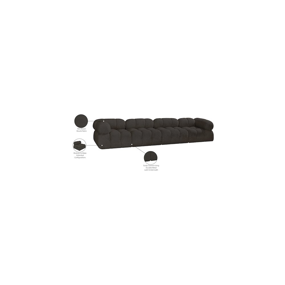 Ames Brown Boucle Fabric Modular Sofa. Picture 11