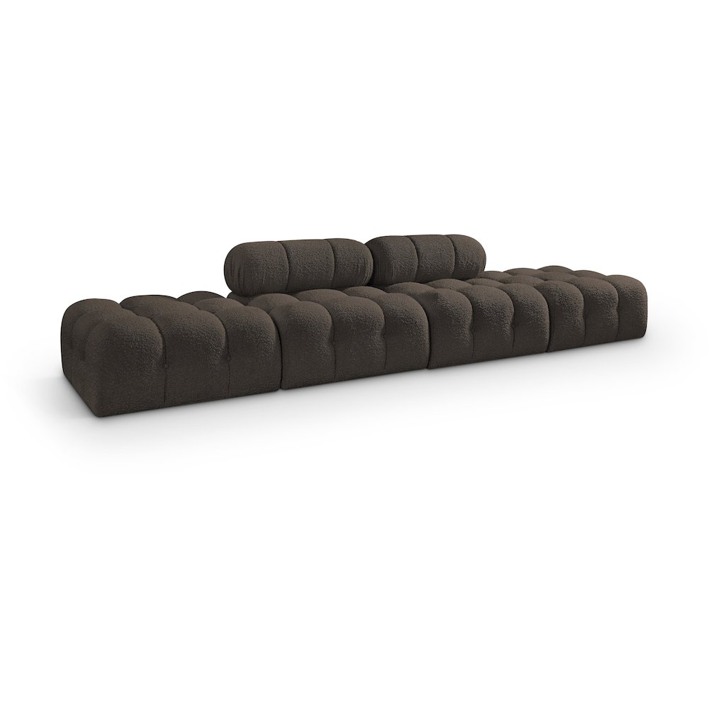 Ames 136" Brown Boucle Fabric Upholstered 4pc. Modular Sofa. Picture 1