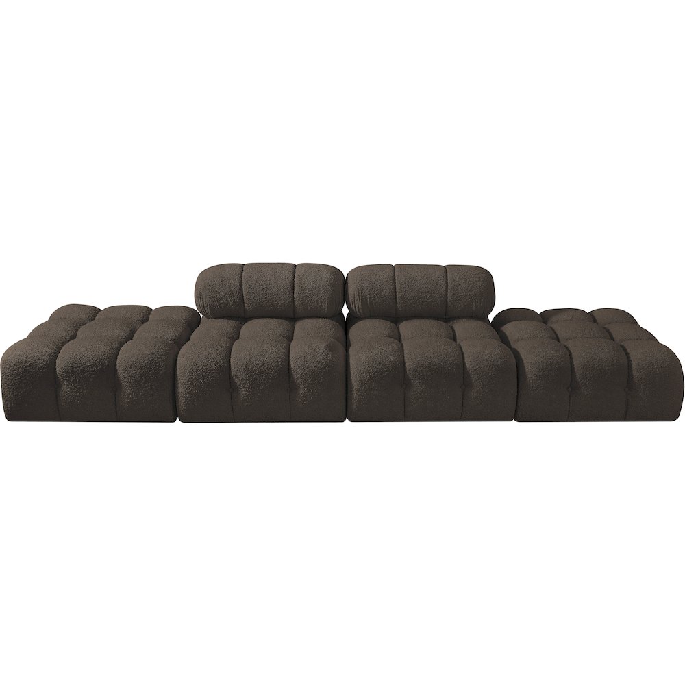 Ames 136" Brown Boucle Fabric Upholstered 4pc. Modular Sofa. Picture 2