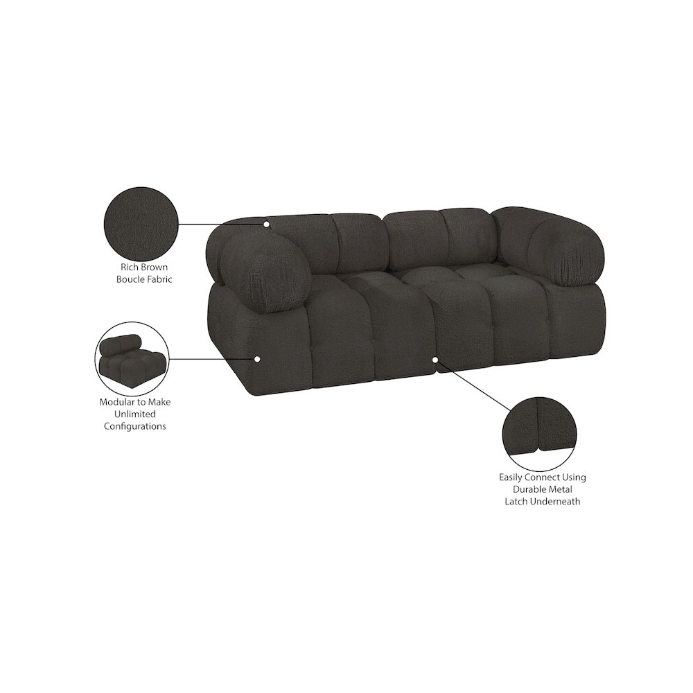 Ames Brown Boucle Fabric Modular Sofa. Picture 10