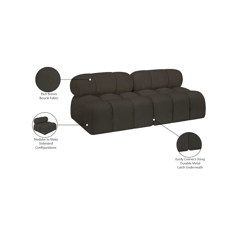 Ames Brown Boucle Fabric Modular Sofa. Picture 9