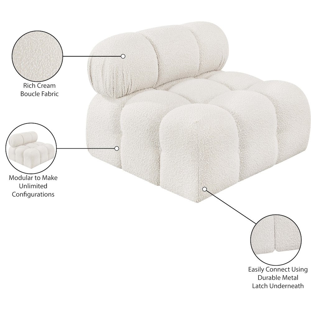 Ames Cream Boucle Fabric Armless. Picture 11