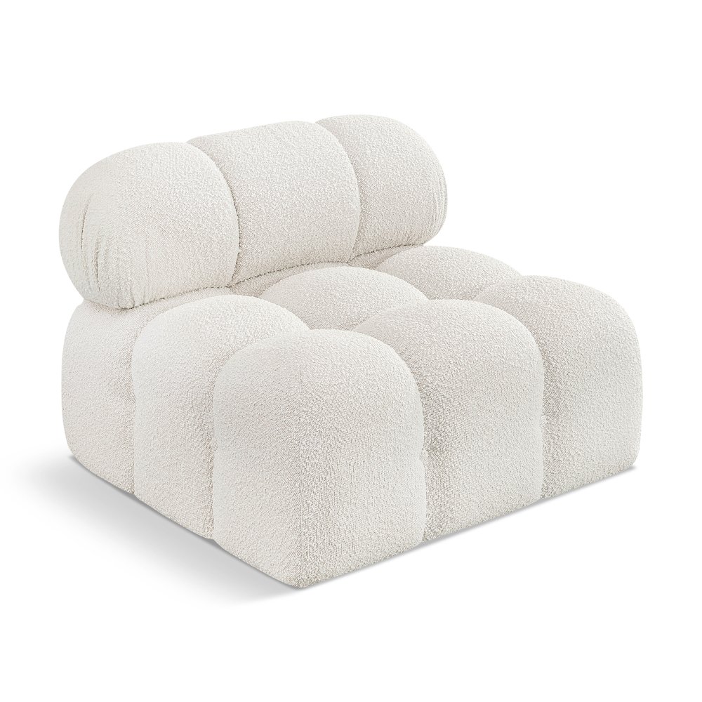 Ames Cream Boucle Fabric Armless. Picture 1