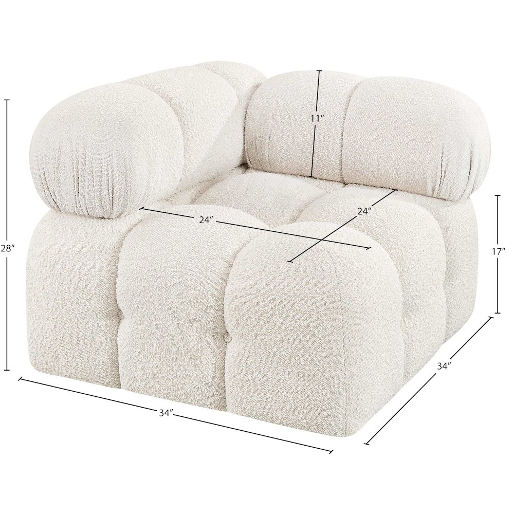 Ames Cream Boucle Fabric Corner. Picture 8