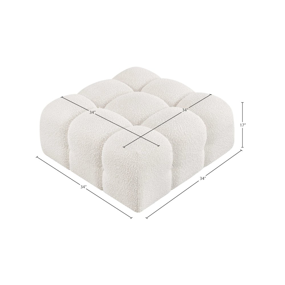 Ames Cream Boucle Fabric Ottoman. Picture 6