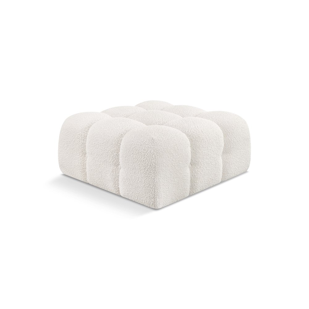 Ames Cream Boucle Fabric Ottoman. Picture 1