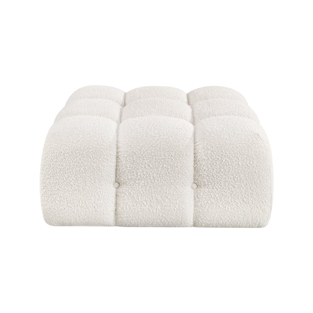 Ames Cream Boucle Fabric Ottoman. Picture 2