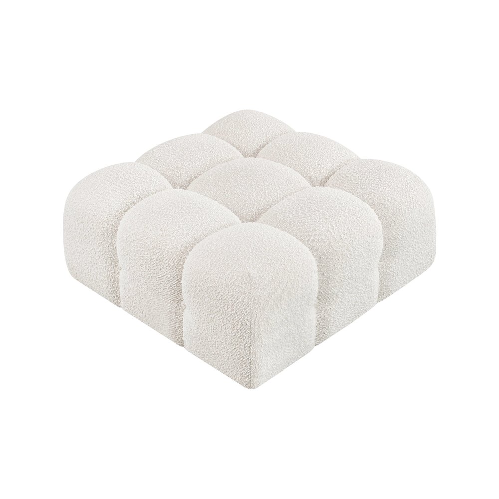 Ames Cream Boucle Fabric Ottoman. Picture 4