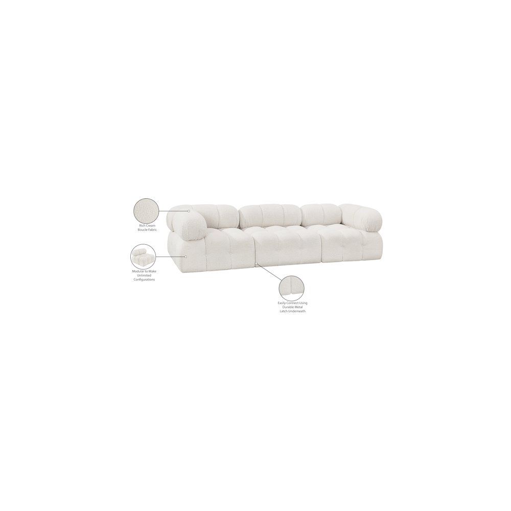 Ames Cream Boucle Fabric Modular Sofa. Picture 11