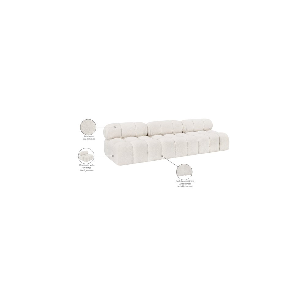 Ames Cream Boucle Fabric Modular Sofa. Picture 9