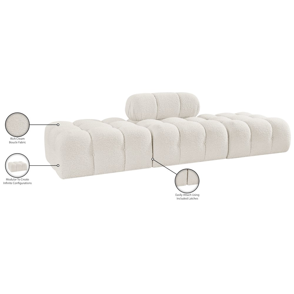 Ames 102" Cream Boucle Fabric Upholstered 3pc. Modular Sofa. Picture 10