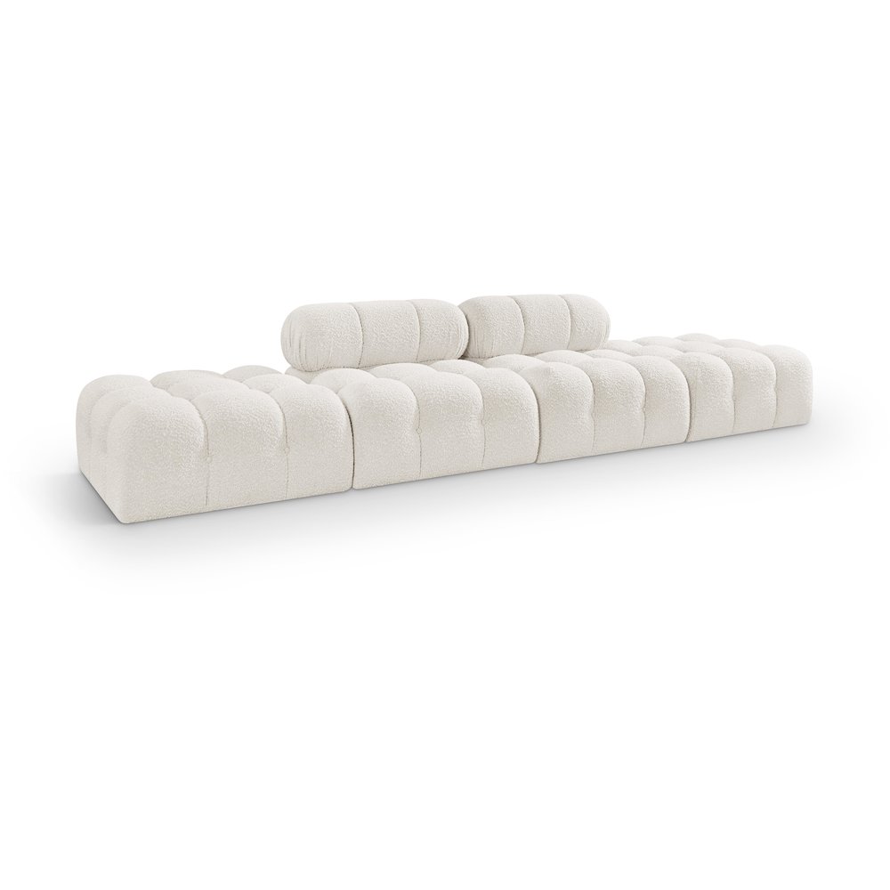 Ames 136" Cream Boucle Fabric Upholstered 4pc. Modular Sofa. Picture 1