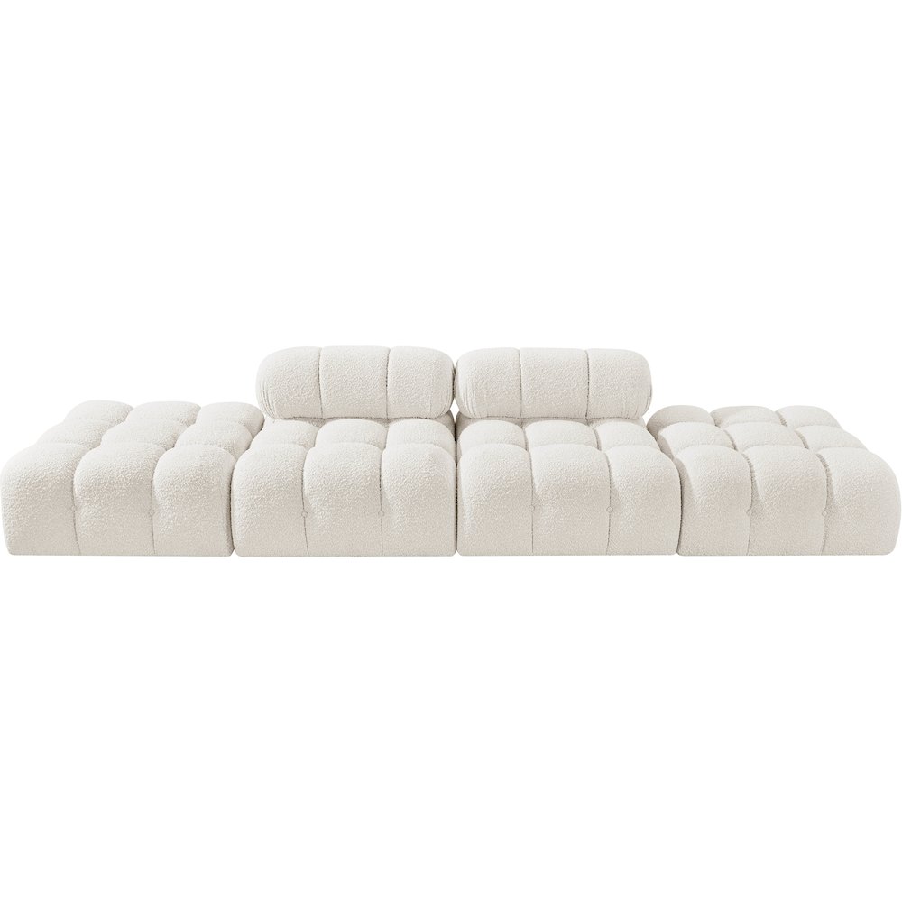 Ames 136" Cream Boucle Fabric Upholstered 4pc. Modular Sofa. Picture 2