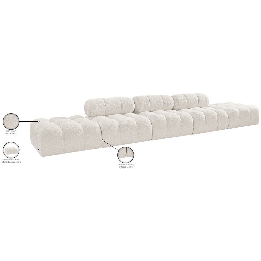 Ames 170" Cream Boucle Fabric Upholstered 5pc. Modular Sofa. Picture 10