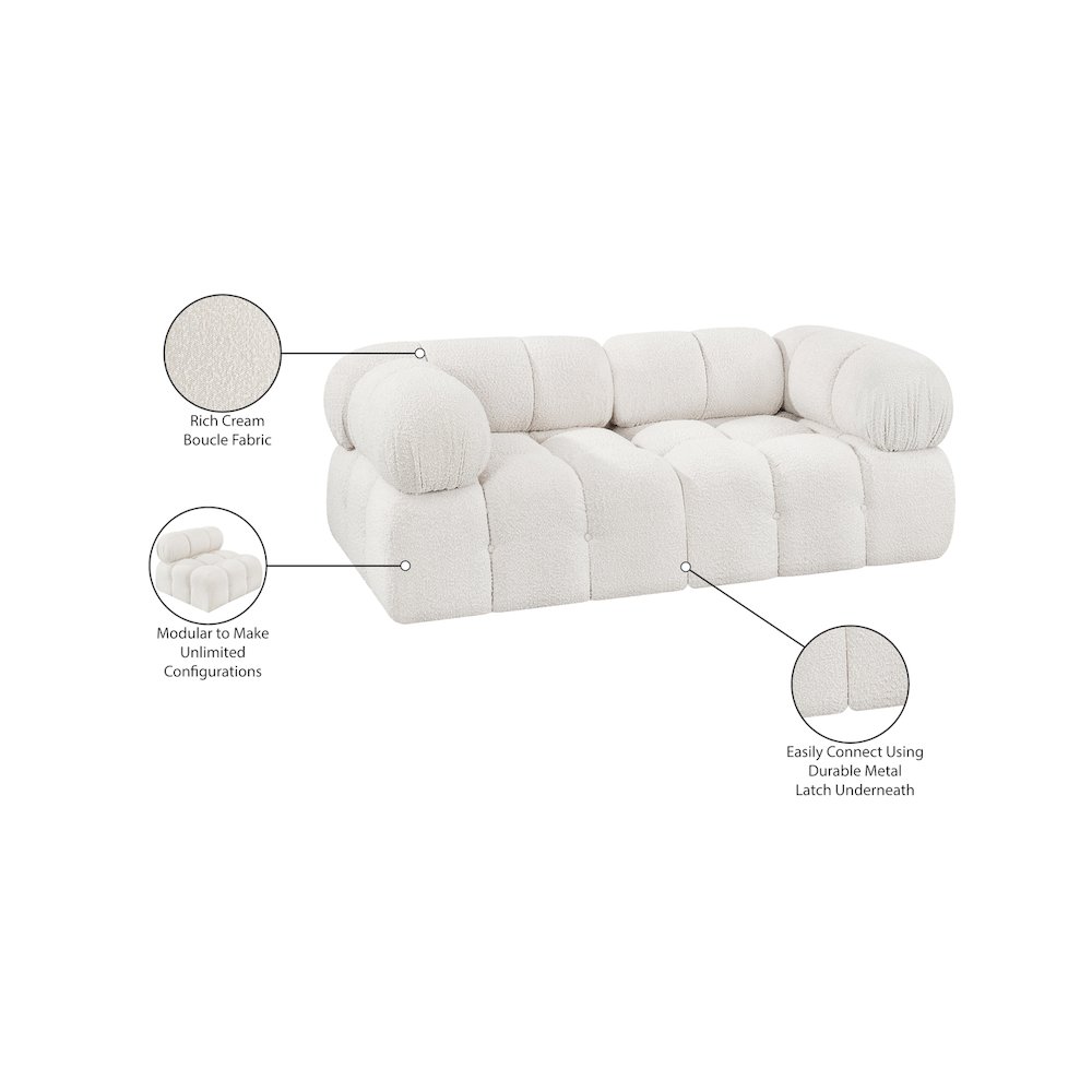 Ames Cream Boucle Fabric Modular Sofa. Picture 10
