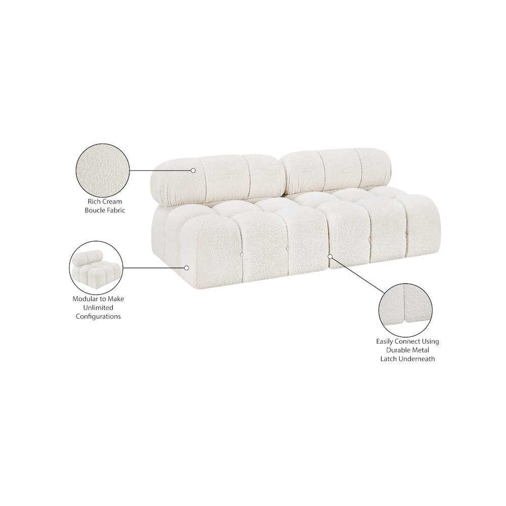Ames Cream Boucle Fabric Modular Sofa. Picture 9
