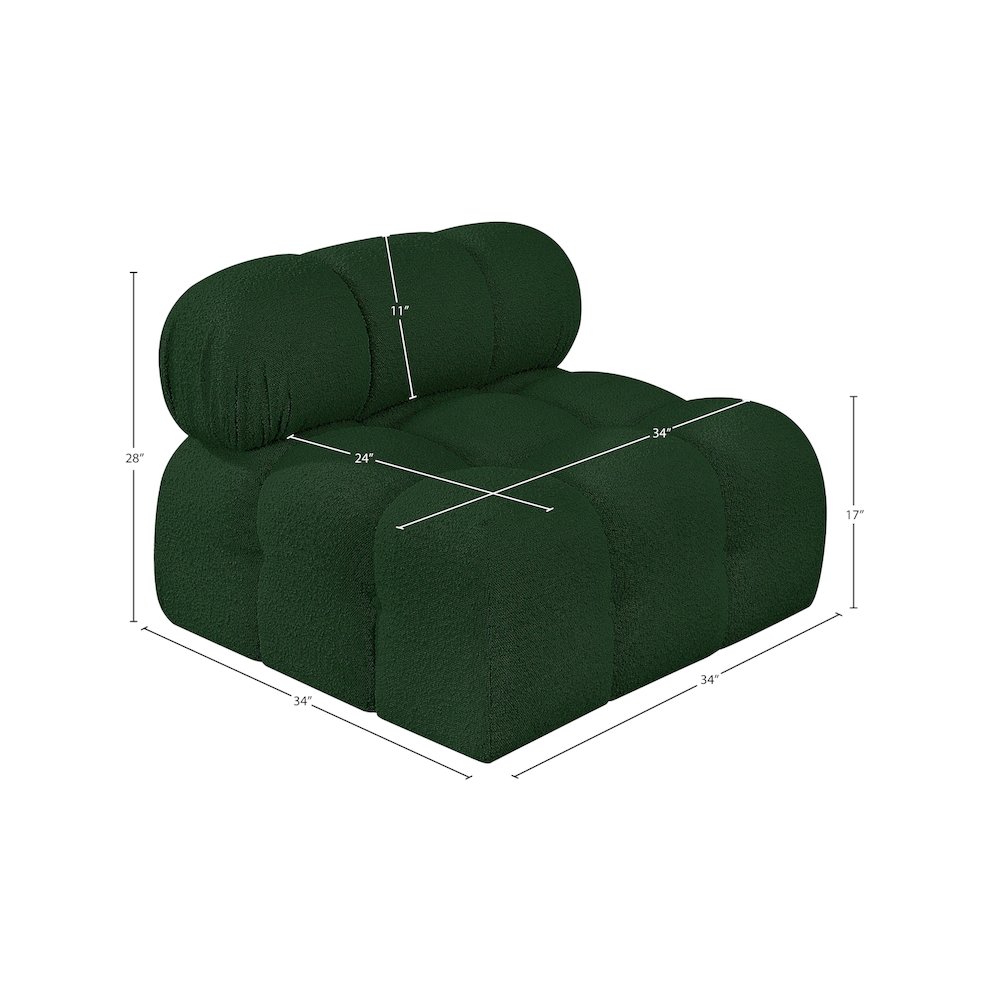 Ames Green Boucle Fabric Armless. Picture 10