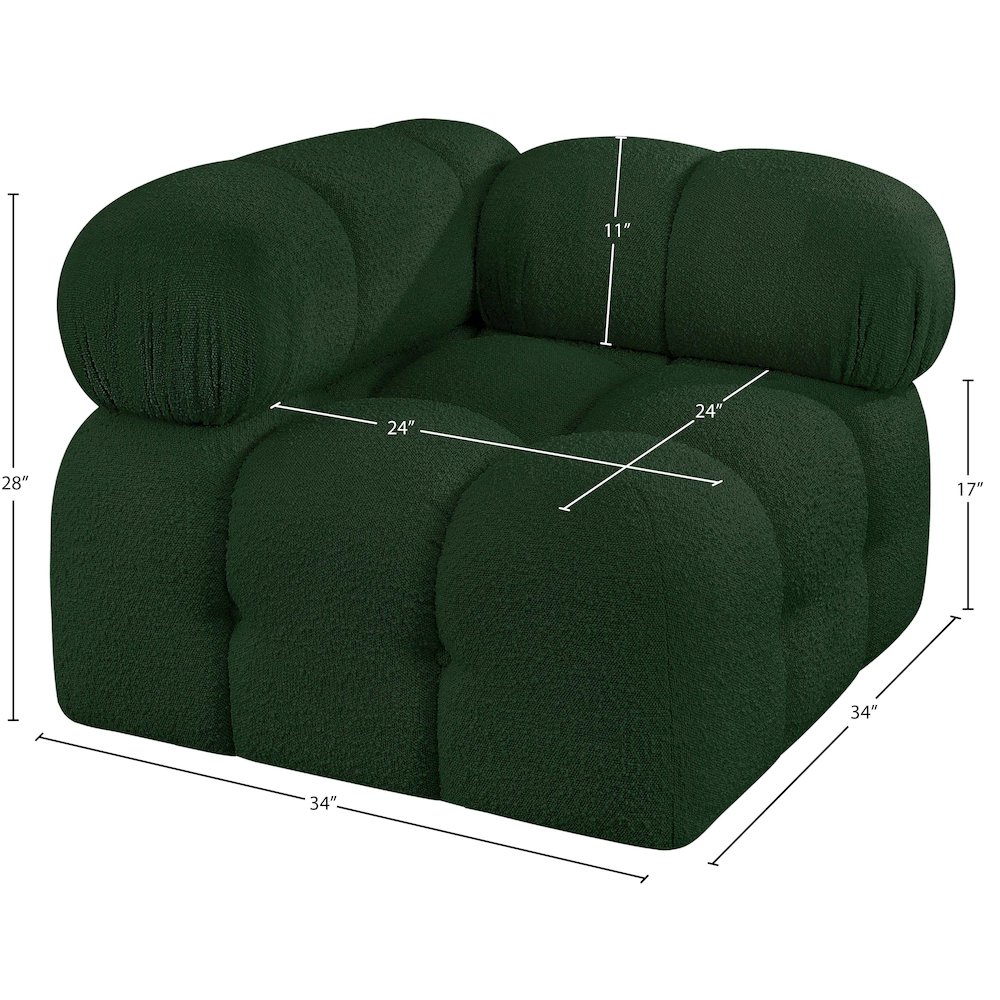 Ames Green Boucle Fabric Corner. Picture 8