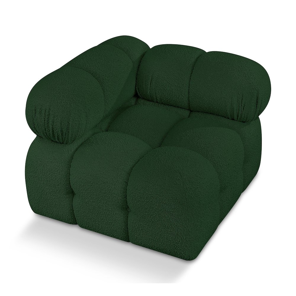 Ames Green Boucle Fabric Corner. Picture 1
