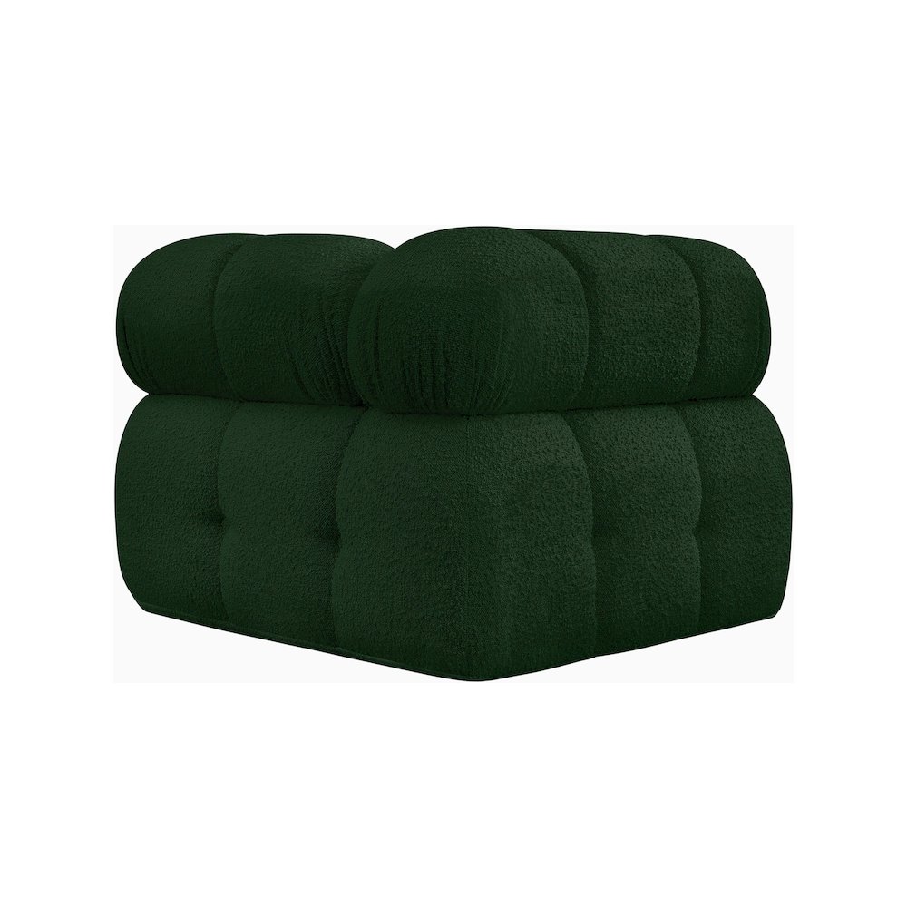 Ames Green Boucle Fabric Corner. Picture 2