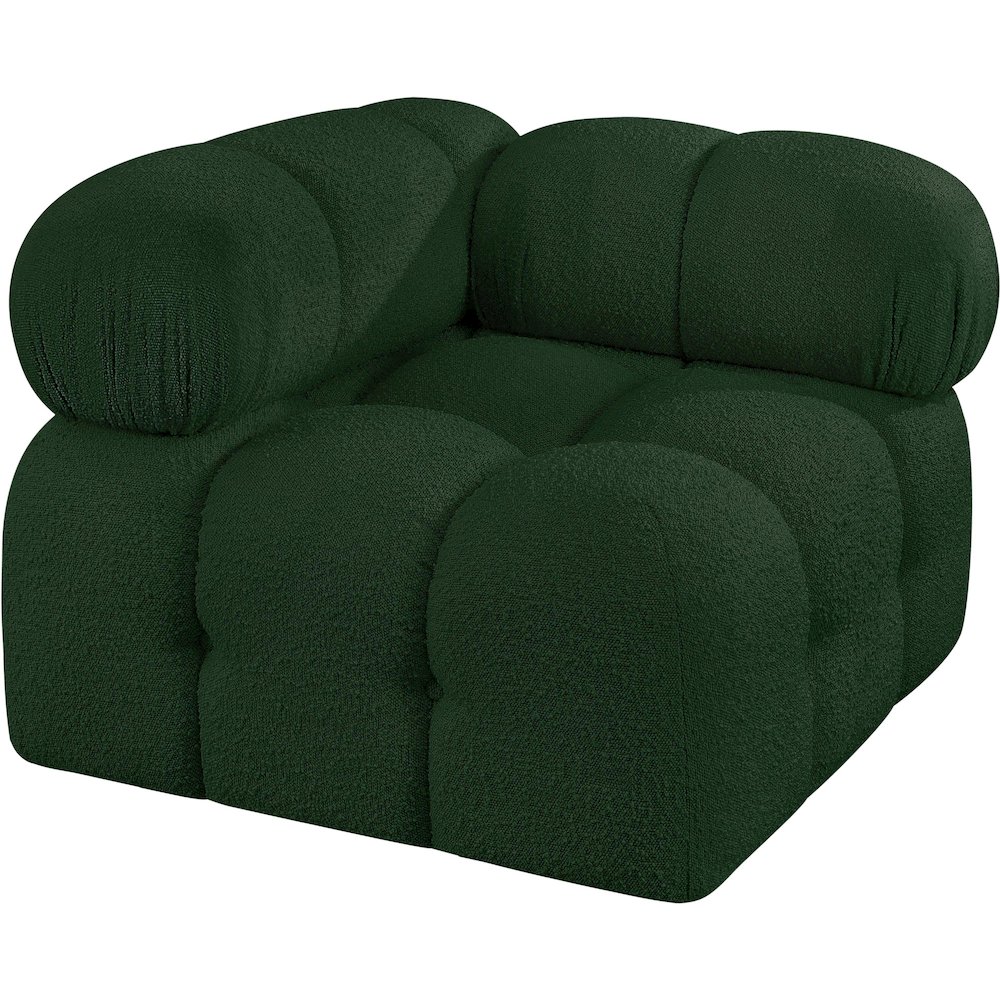 Ames Green Boucle Fabric Corner. Picture 3