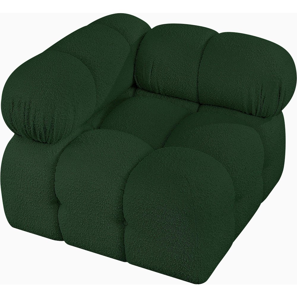 Ames Green Boucle Fabric Corner. Picture 4