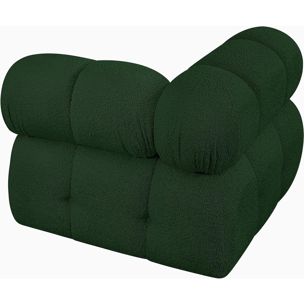Ames Green Boucle Fabric Corner. Picture 5