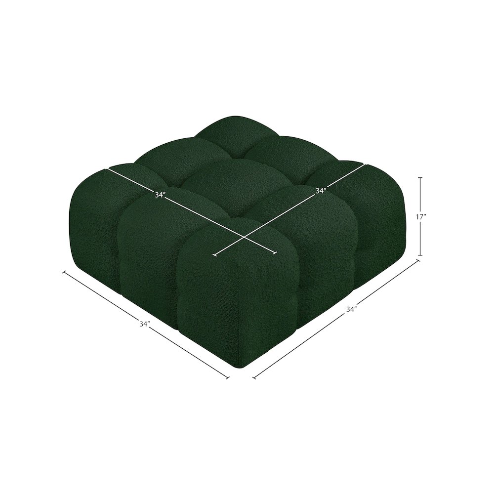 Ames Green Boucle Fabric Ottoman. Picture 6