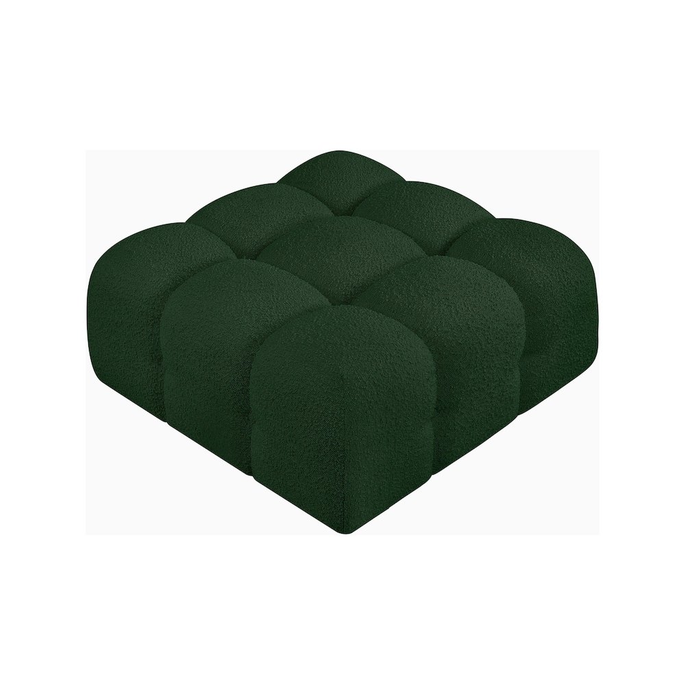 Ames Green Boucle Fabric Ottoman. Picture 4