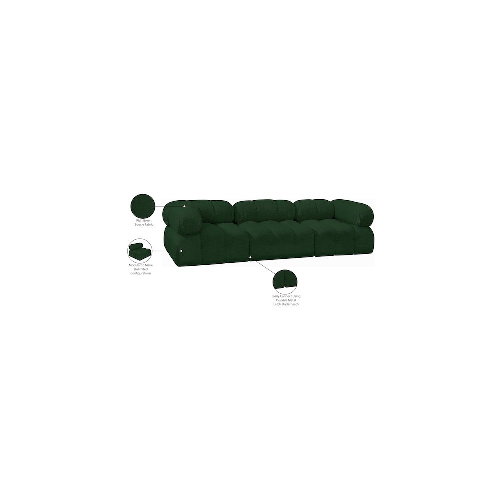 Ames Green Boucle Fabric Modular Sofa. Picture 11