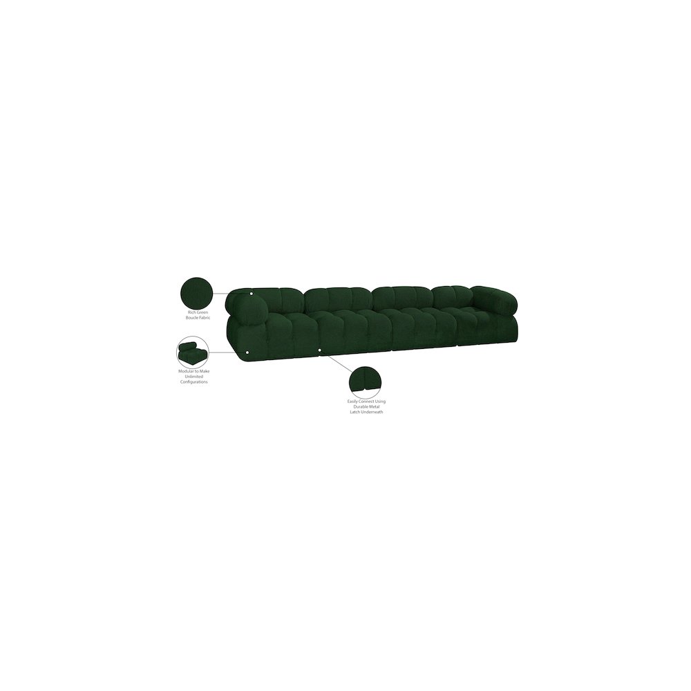 Ames Green Boucle Fabric Modular Sofa. Picture 11
