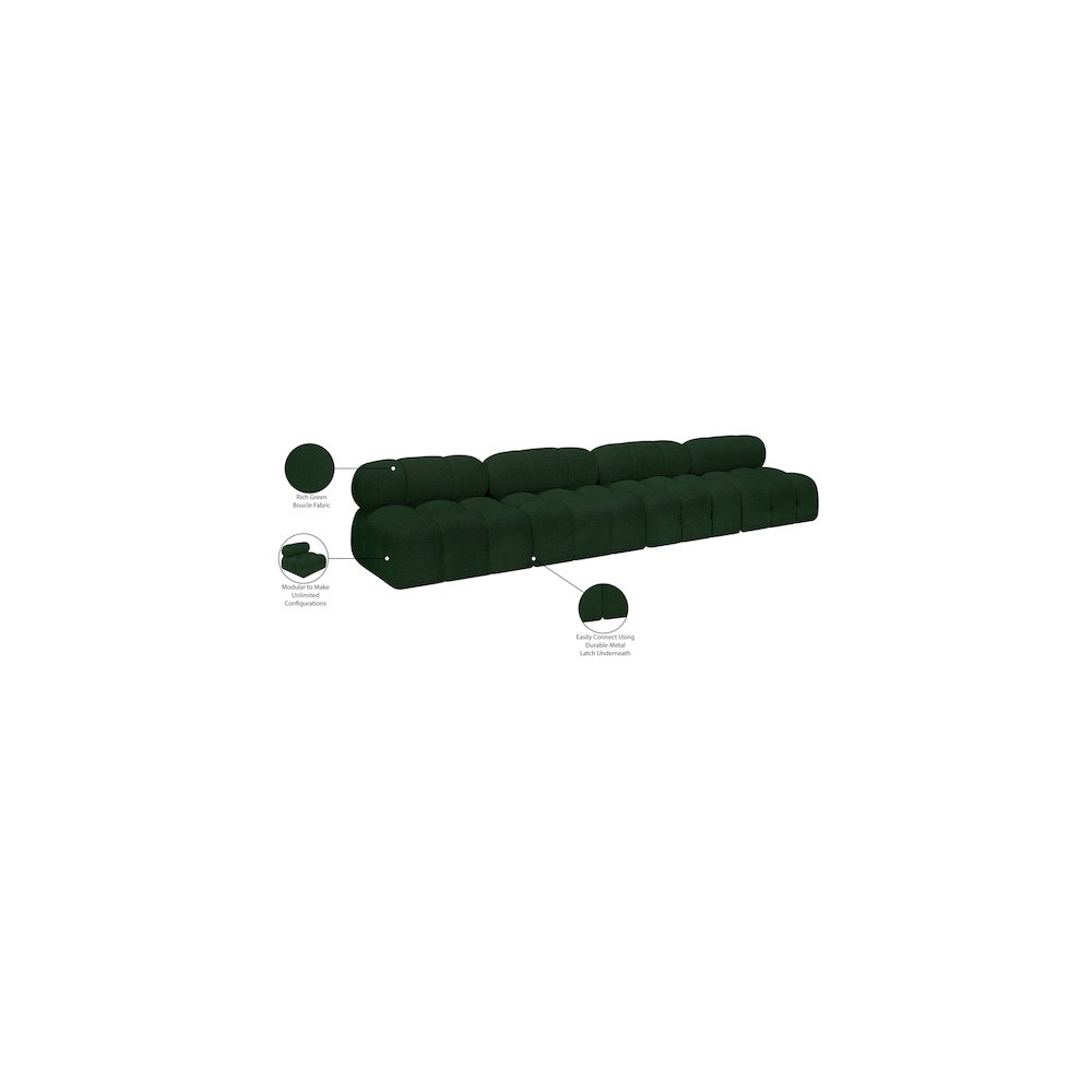Ames Green Boucle Fabric Modular Sofa. Picture 9