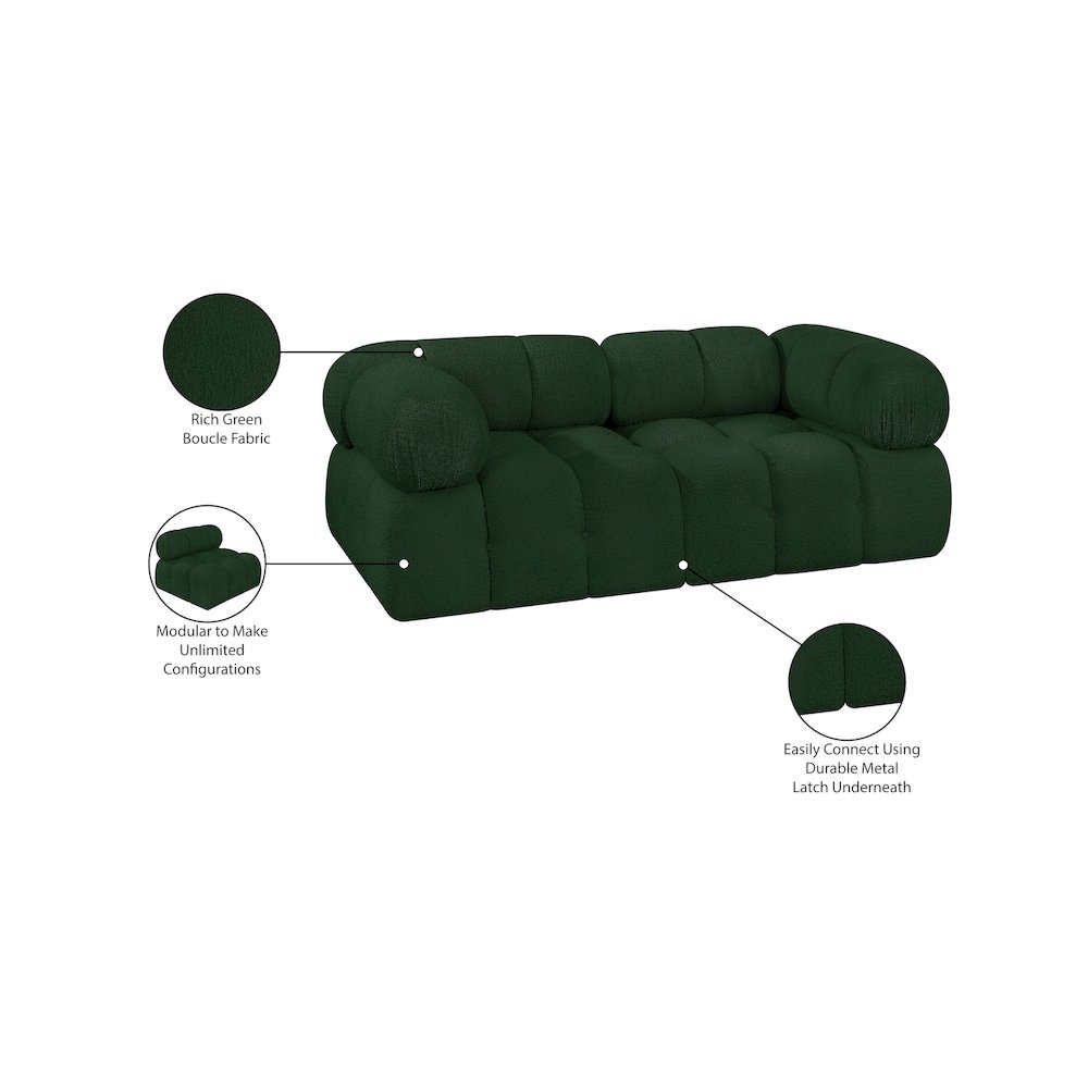 Ames Green Boucle Fabric Modular Sofa. Picture 10