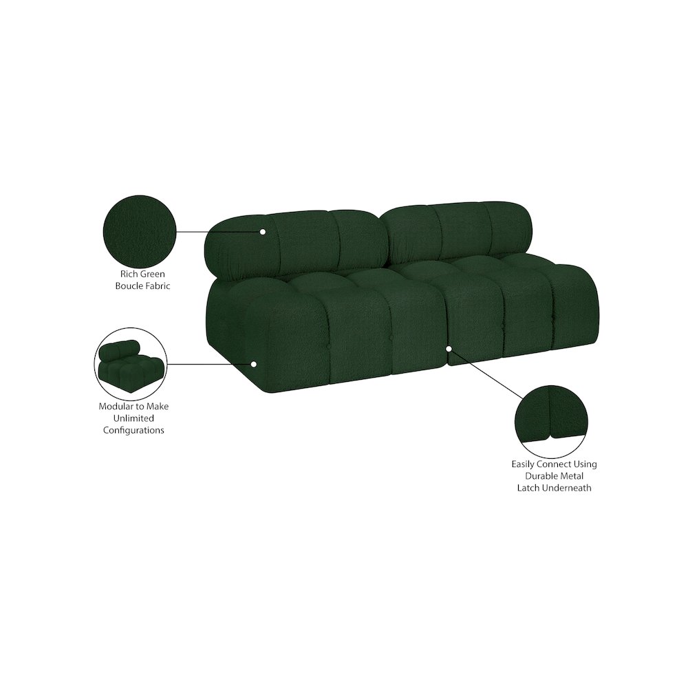 Ames Green Boucle Fabric Modular Sofa. Picture 9