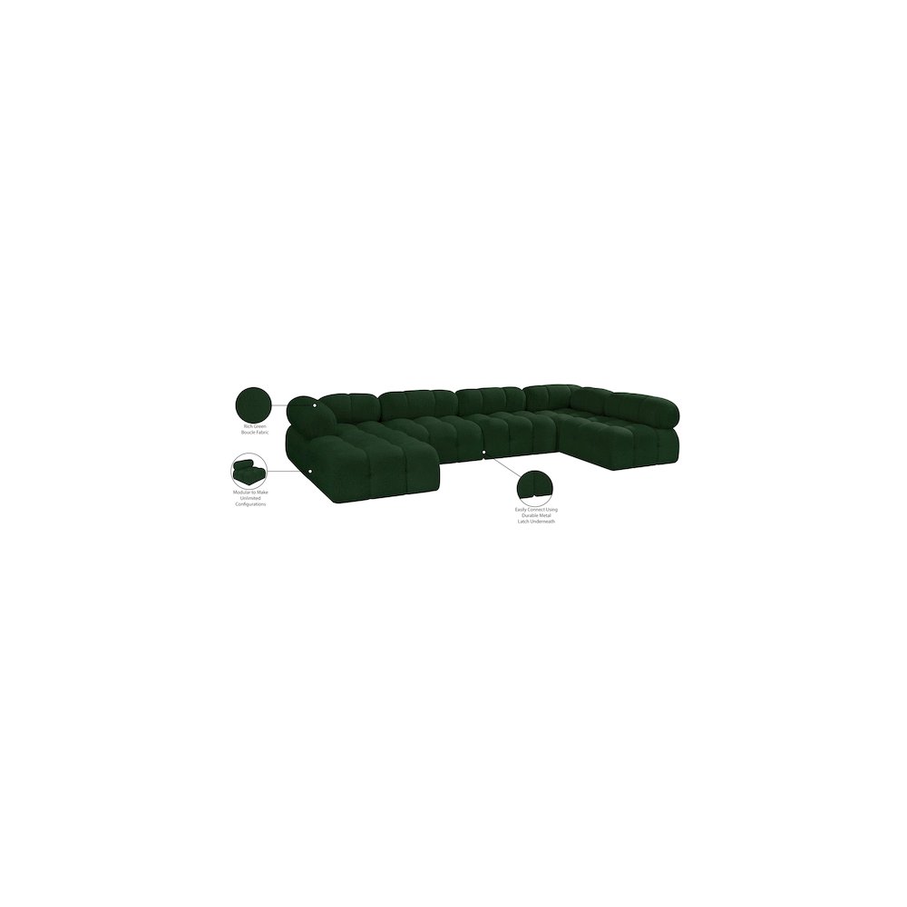 Ames Green Boucle Fabric Modular Sectional. Picture 16