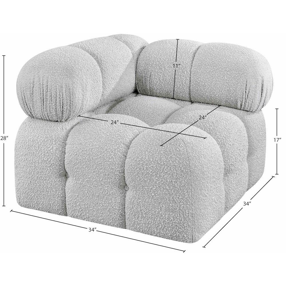 Ames Grey Boucle Fabric Corner. Picture 8